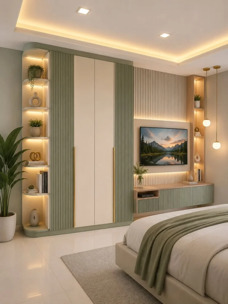 Modern Green Accent Wardrobe 