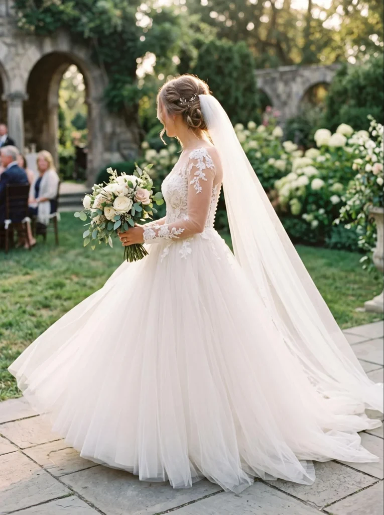 Classic Tulle Ball Gown With Lace Appliqué