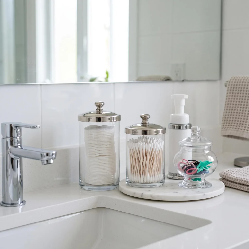 Add Glass Jars for Cotton Pads and Q-Tips