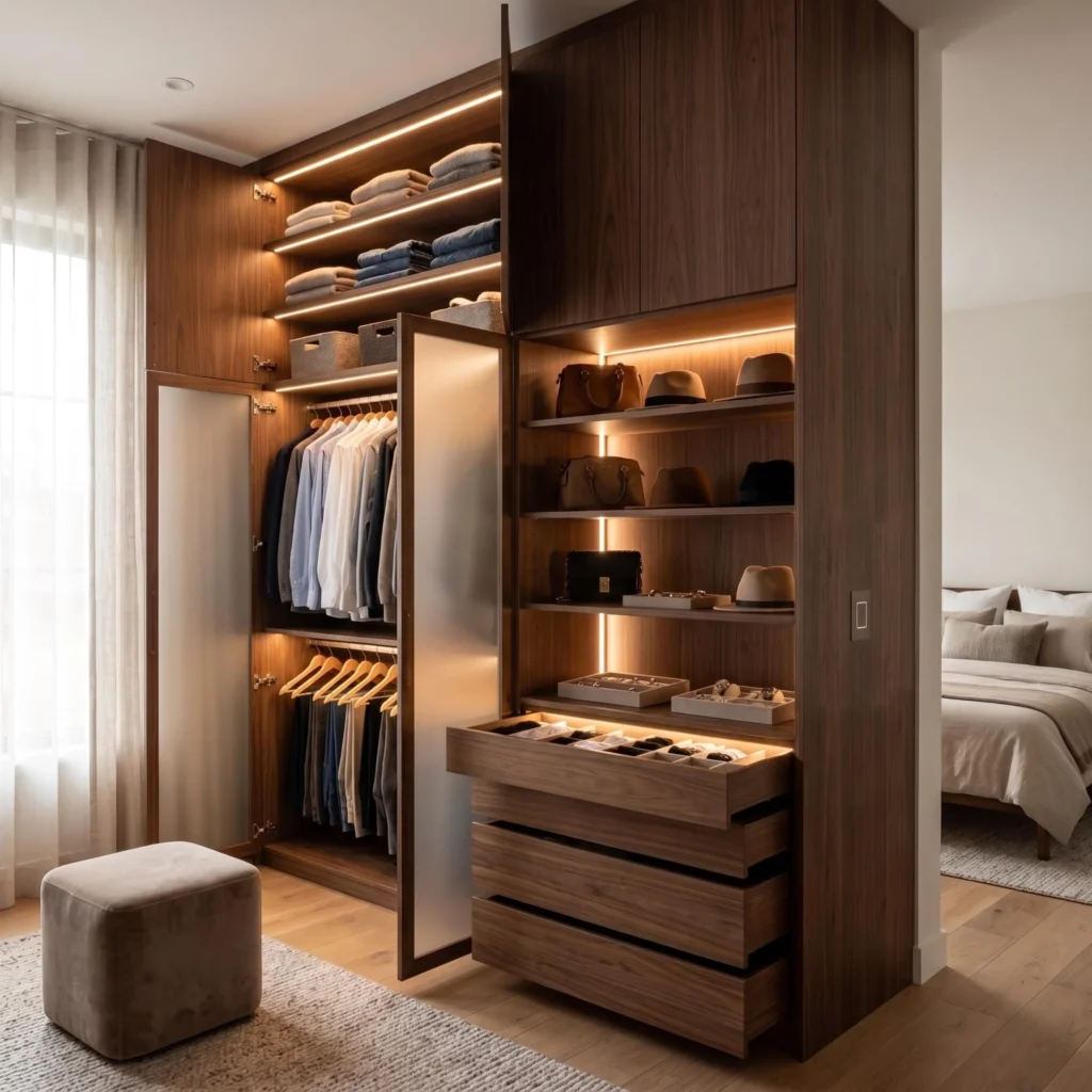 Built‑In Wardrobe With Integrated Lighting