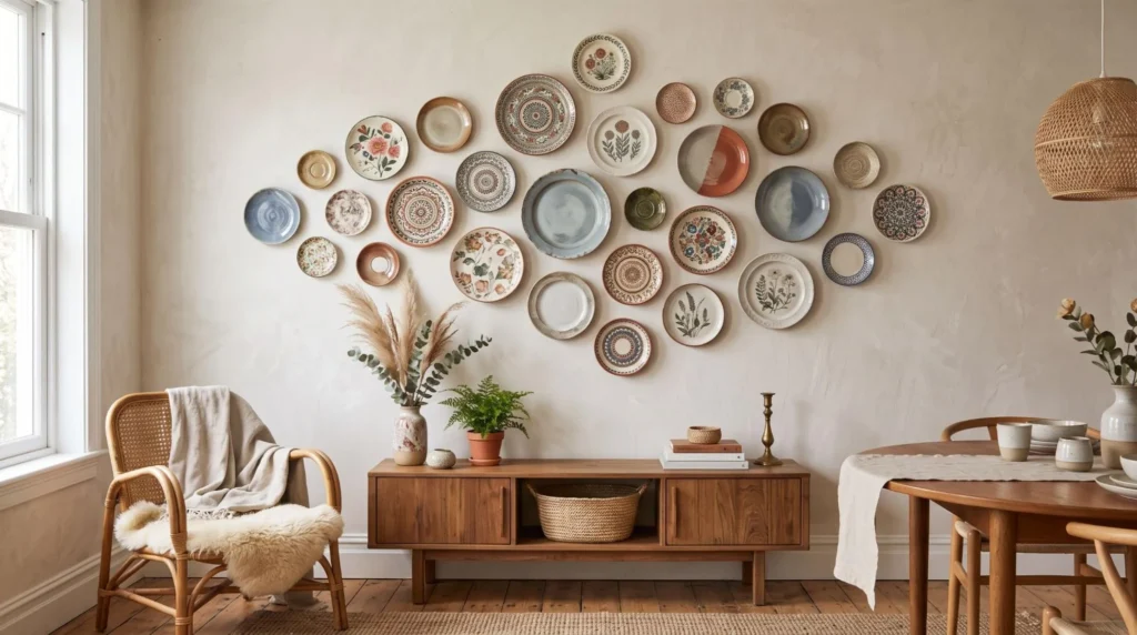 Plates Arranged in an Asymmetrical Cloud Shape