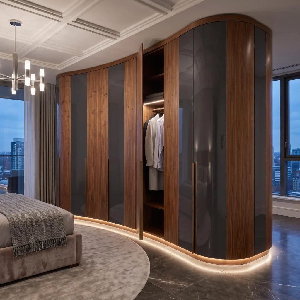 Curved Luxury Wardrobe With Custom Panels