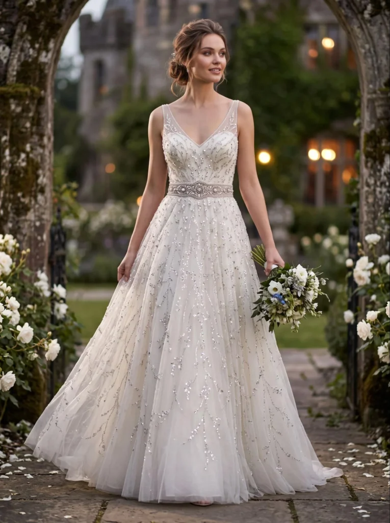 Fairytale A‑Line Gown With Embellished Skirt