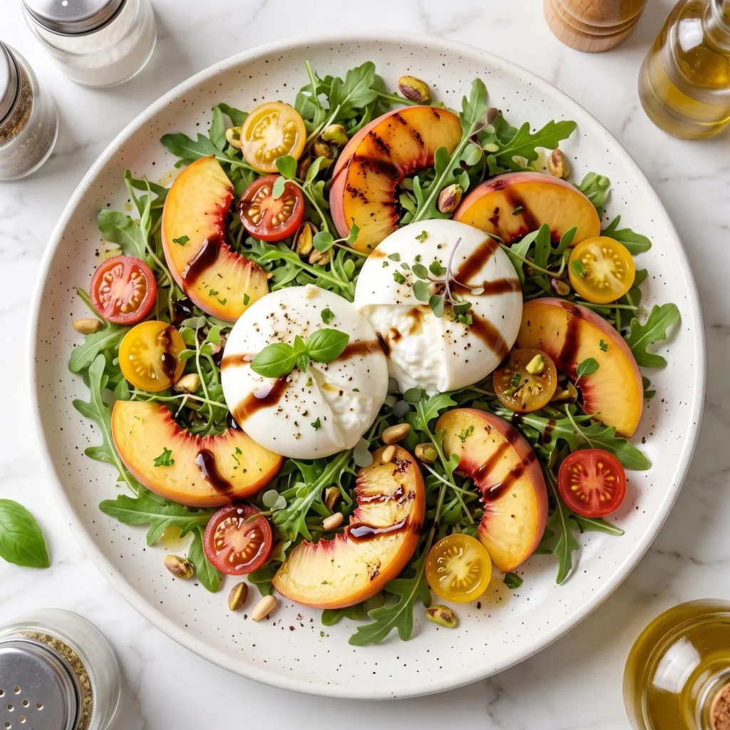 Peach Burrata Salad for Summer