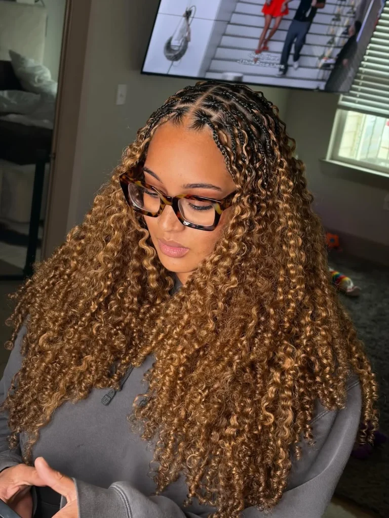 Burmese Curly Tribal Braids with Honey Blonde Curls