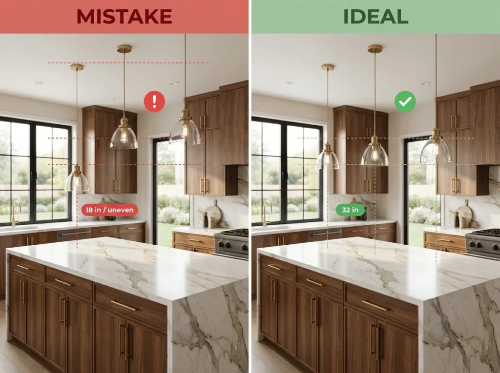 Hanging Pendants at the Wrong Height or Spacing