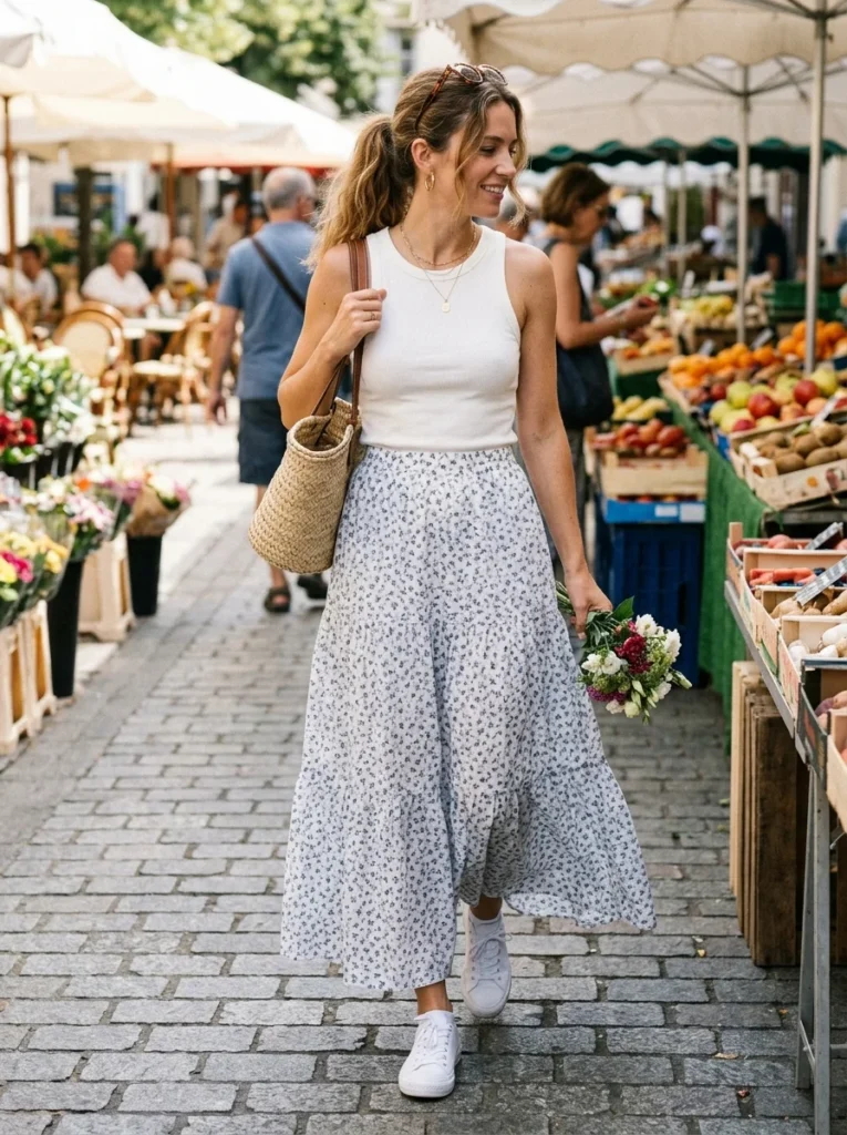 Sneakers With a Maxi Skirt
