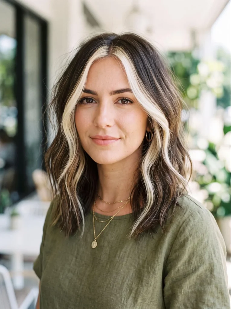 Shoulder Length Hair With Money Piece Highlights