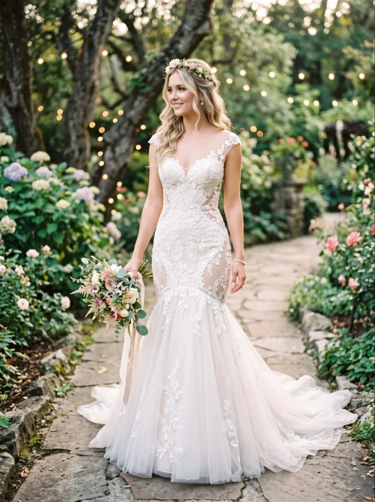 Mermaid Gown With Lace and Sheer Panels