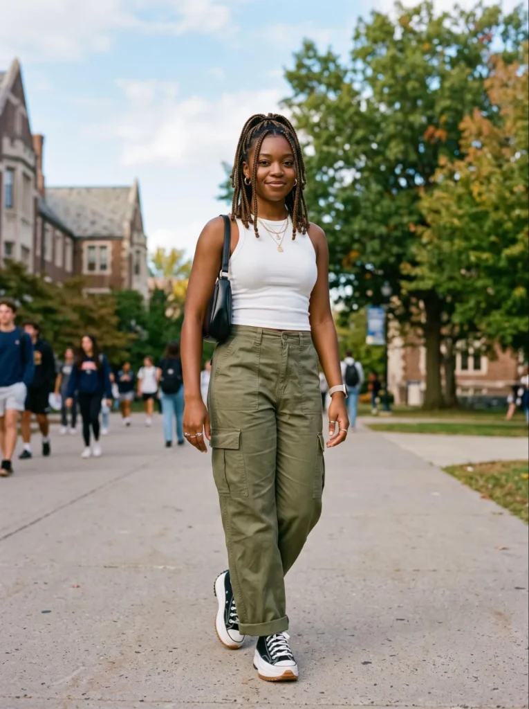  Fitted Tank Top With Cargo Pants