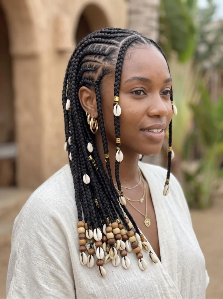Tribal Braids With Cowrie Shell Accessories