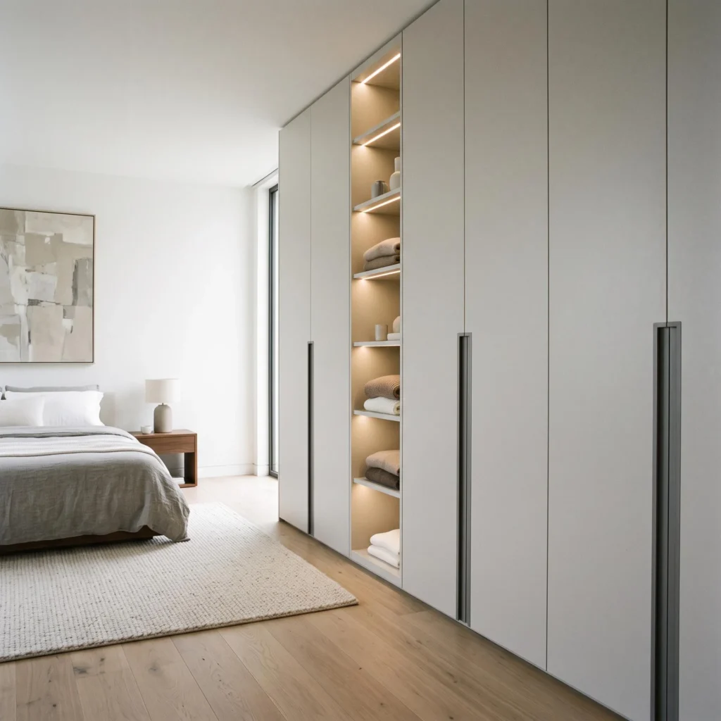 Minimalist Wardrobe With Recessed Handles
