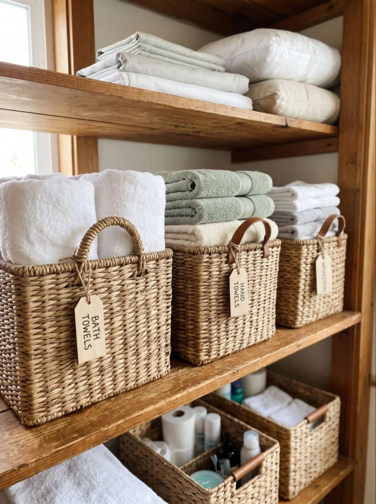 Woven Baskets for Folded Towels