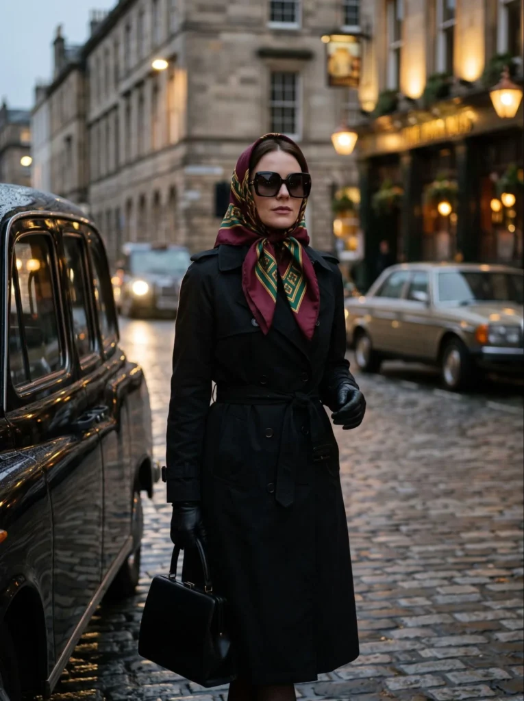 Trench Coat With a Silk Scarf