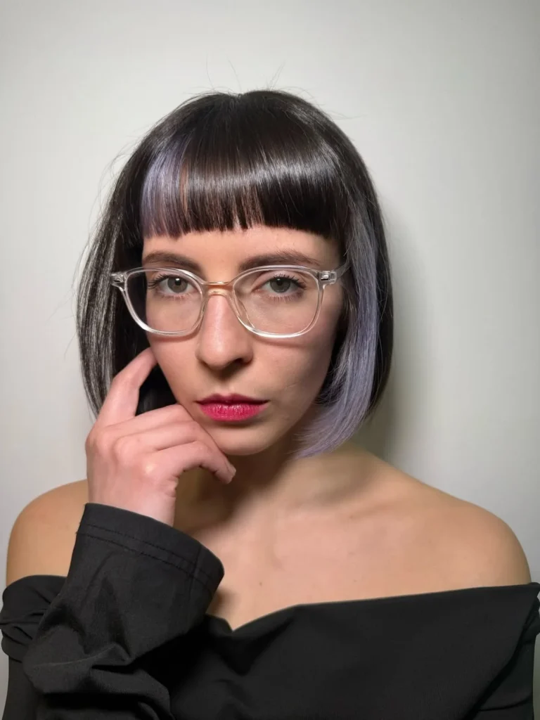 Straight Blunt Bob with Subtle Purple Highlights 