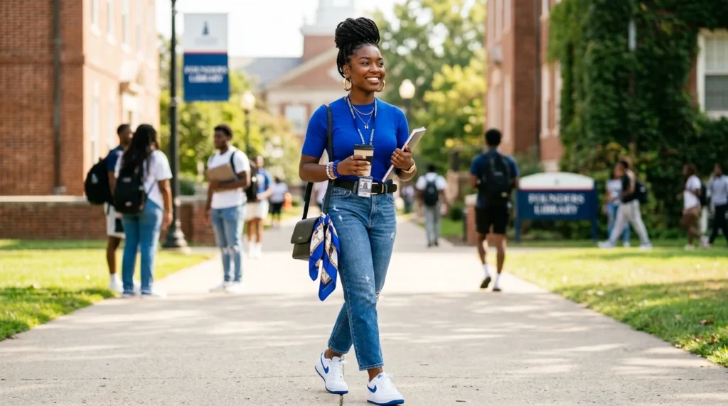  School Color Outfit With Statement Accessories