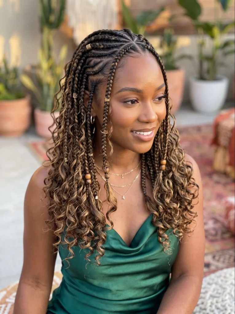 Boho Tribal Braids With Curly Ends