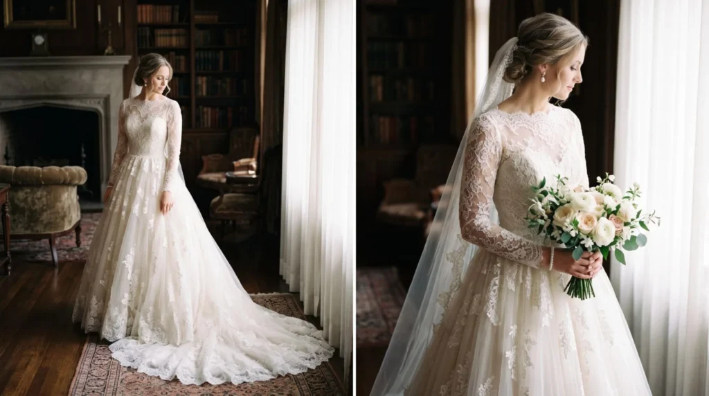 Vintage‑Inspired Lace Ball Gown