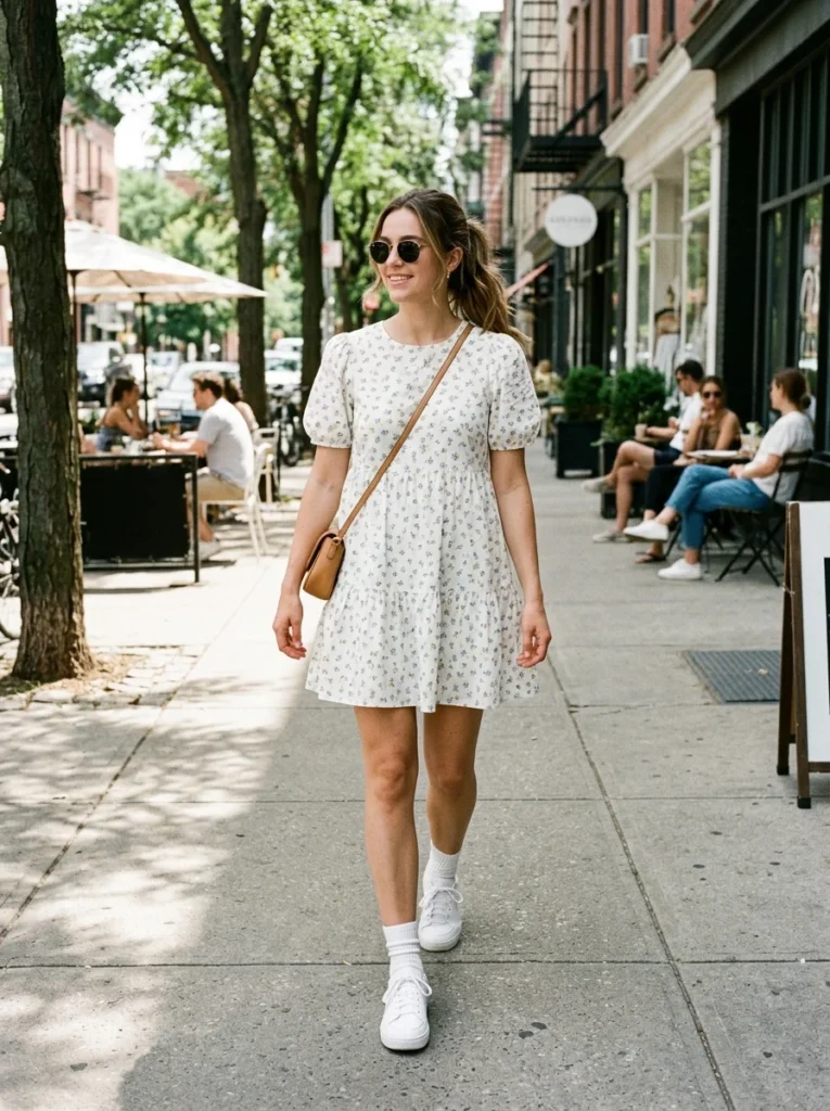 Sneakers With a Mini Dress