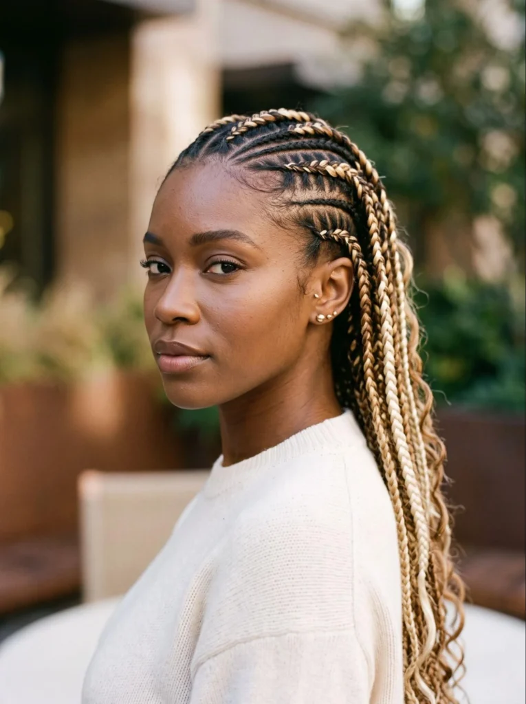 Tribal Braids With Blonde Highlights