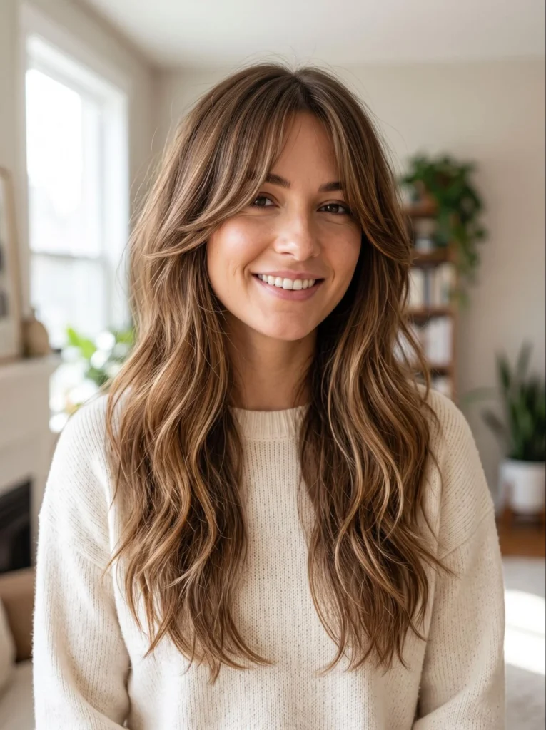Long Layers With Curtain Bangs