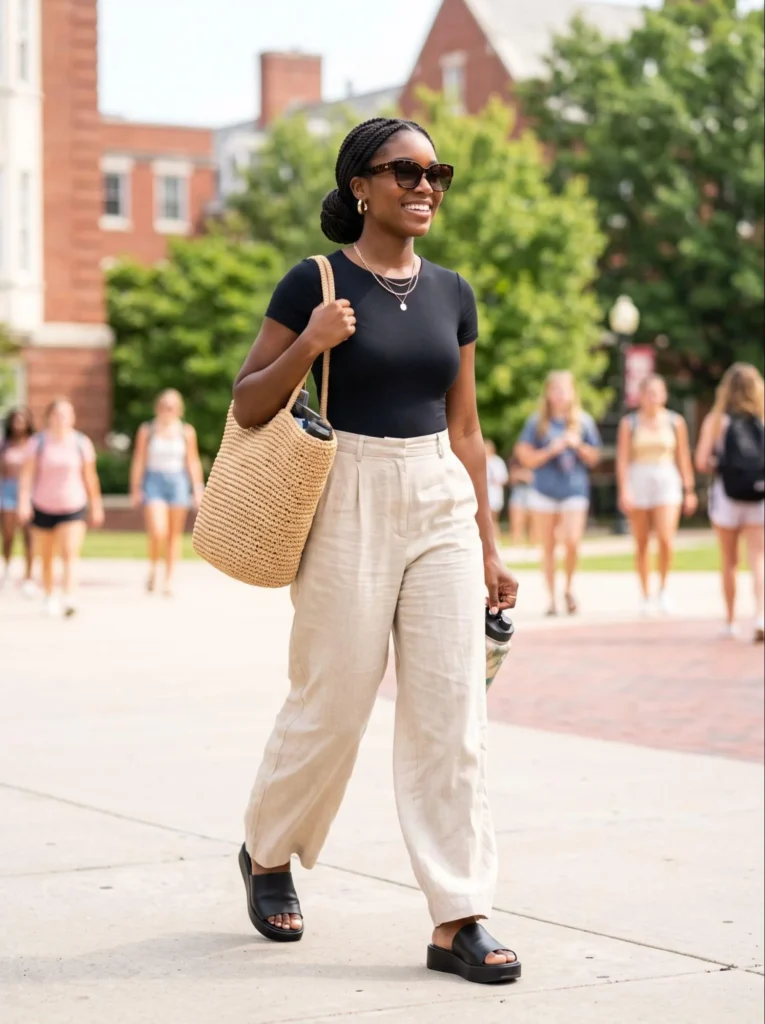 Linen Pants With Fitted Bodysuit