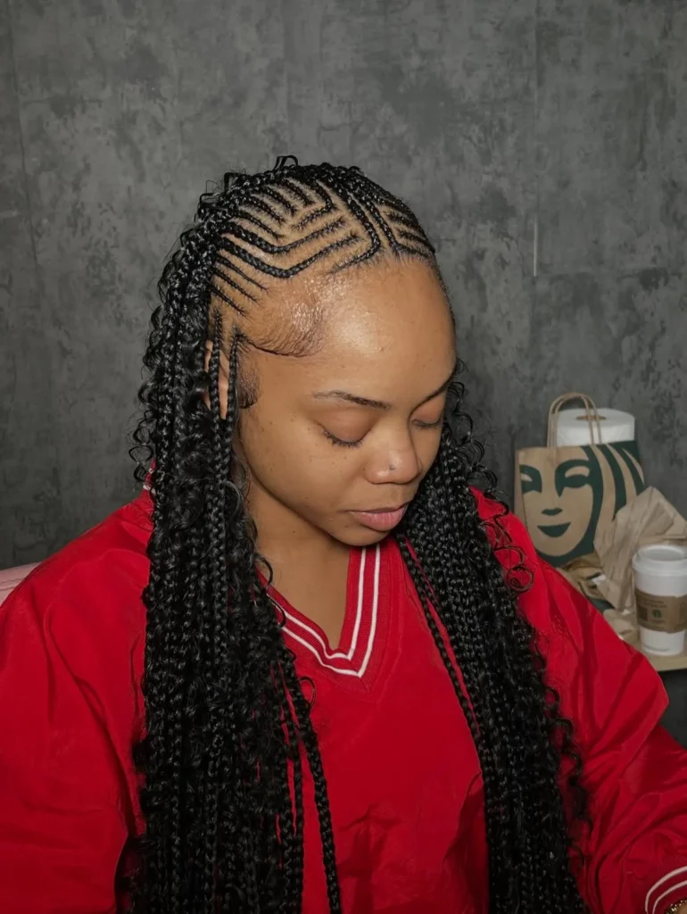 Tribal Stitch Braids with Curly Ends