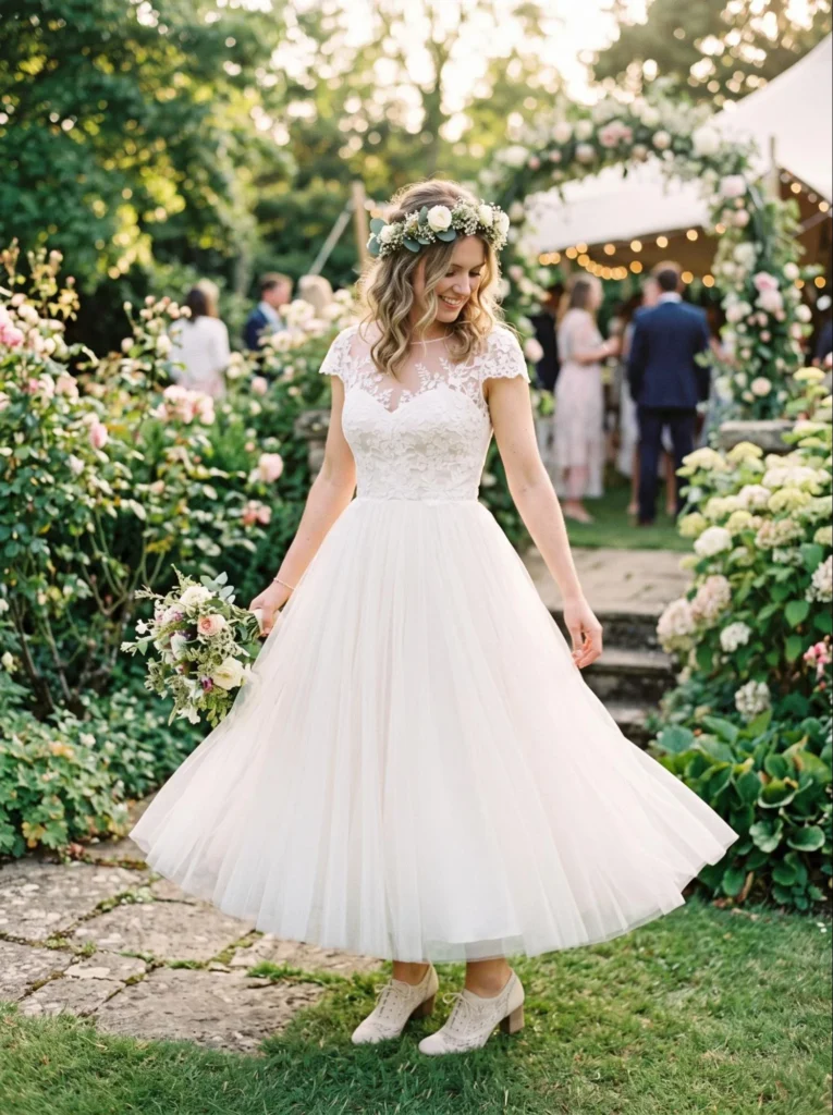 Tea‑Length Fairy Dress With Lace Bodice