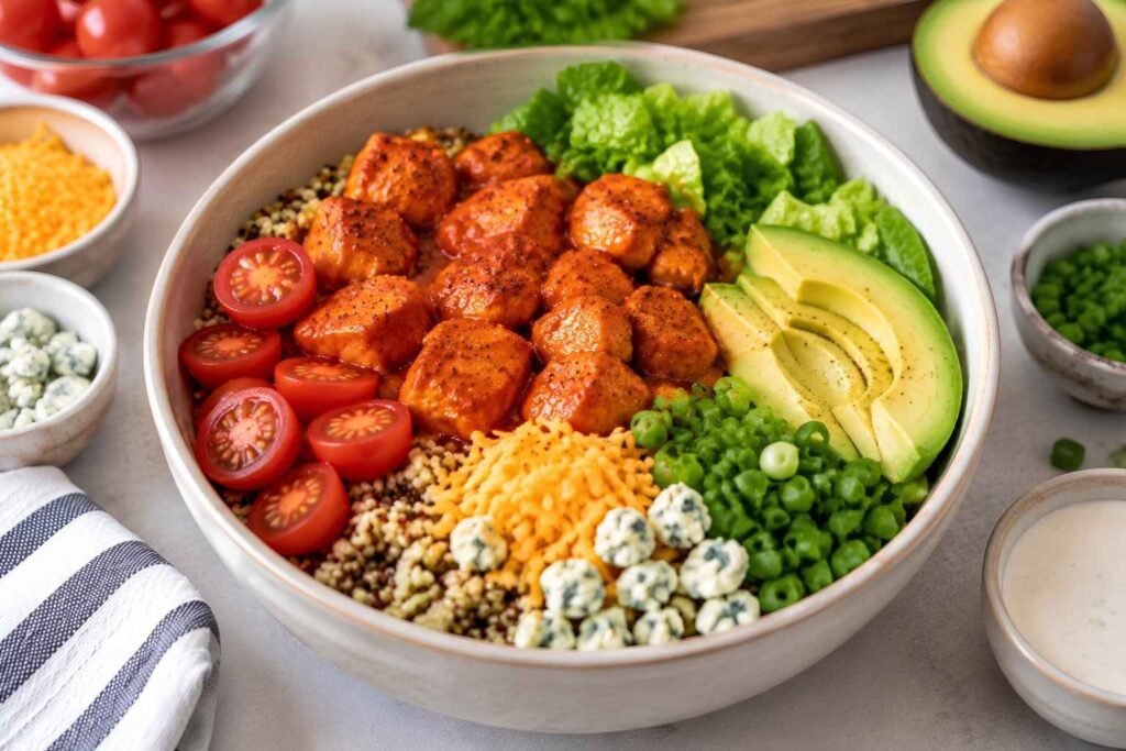High Protein Buffalo Chicken Bowls These high protein buffalo chicken bowls combine bold buffalo flavor with fresh 