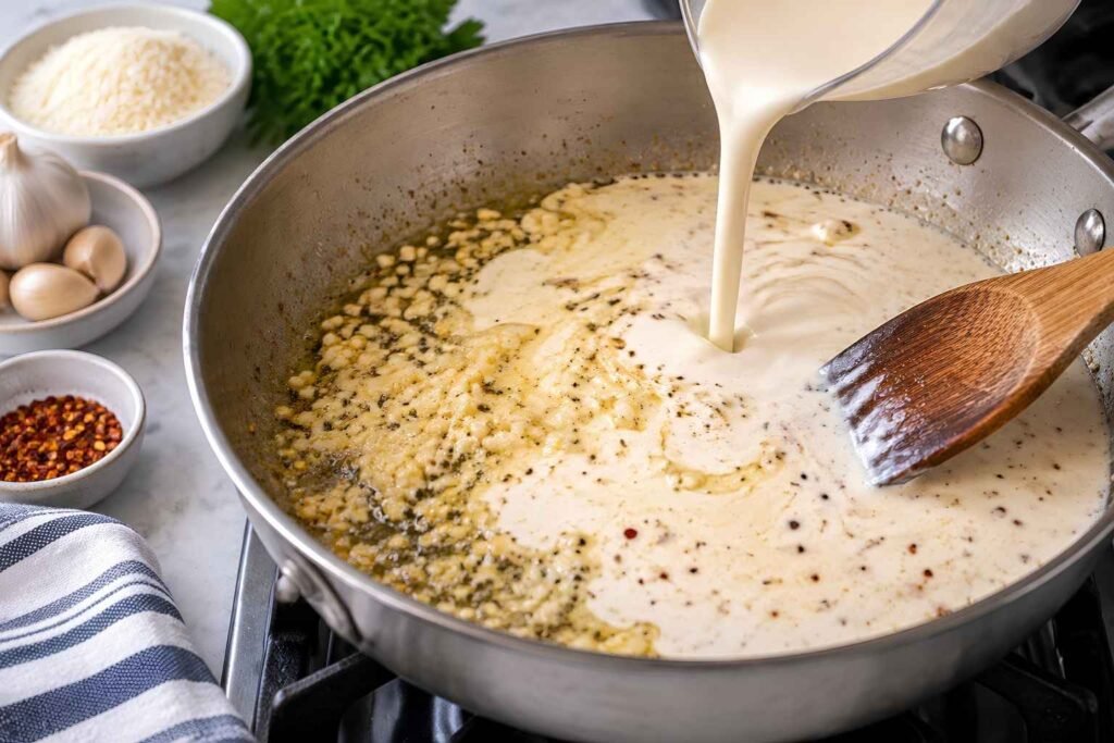 Build the Sauce. In the same skillet, melt the remaining butter.