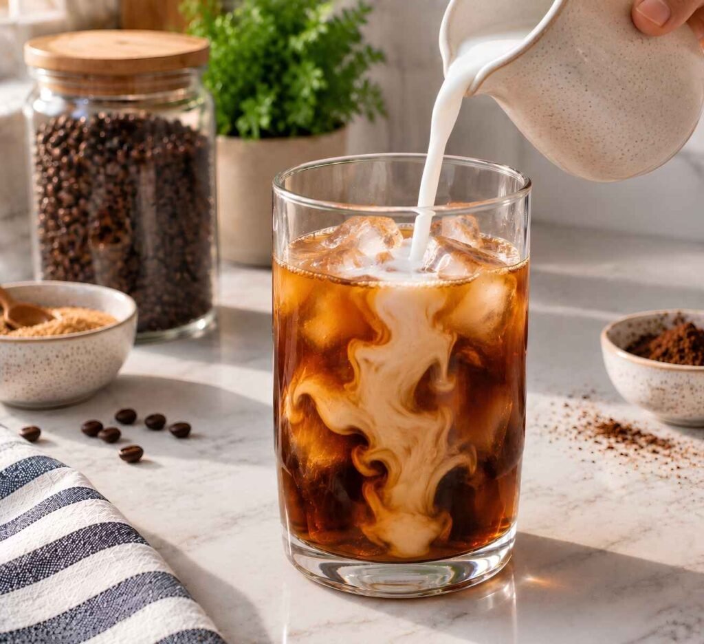 Chill and Serve. Fill tall serving glasses entirely to the brim with solid ice cubes