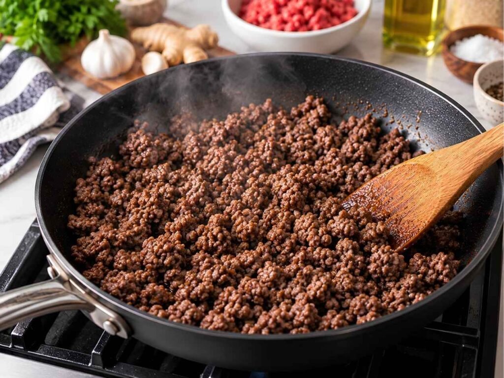 Cook the Ground BeefHeat a large skillet over medium-high heat.