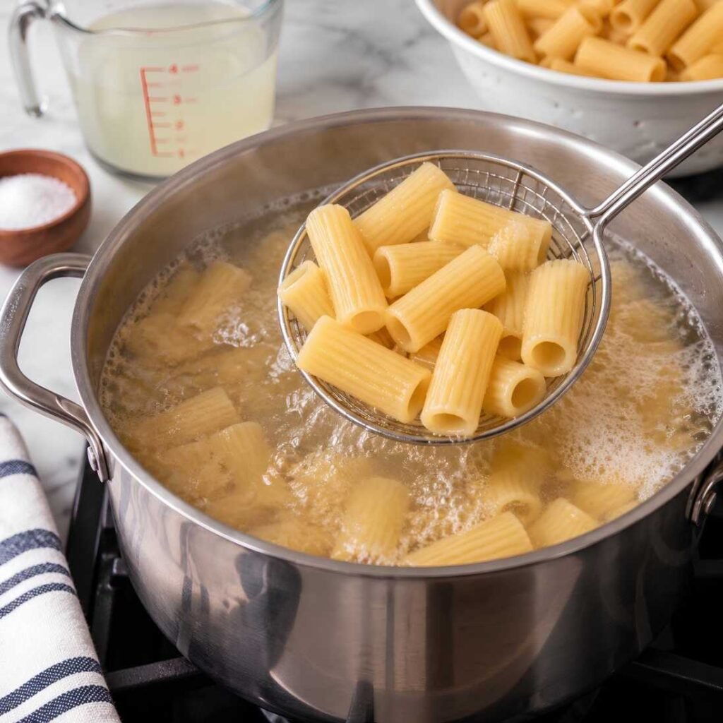 Cook the PastaBring a large pot of water to a boil and season it generously with salt.