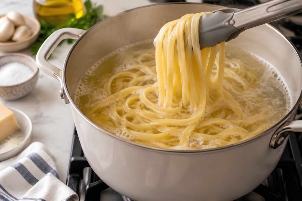Cook the Pasta. Bring a large pot of salted water to a boil
