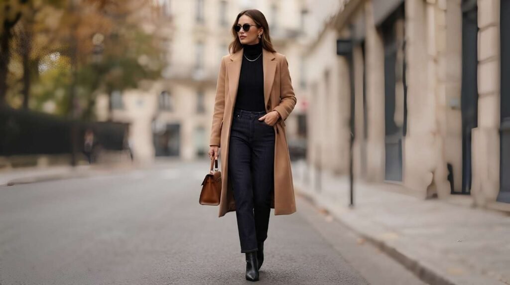 Dark Jeans With a Long Wool Coat