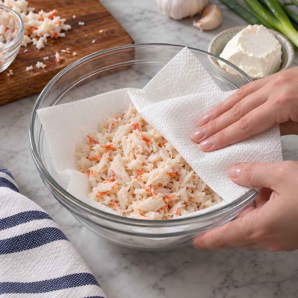 Dry the Crab. Chop the crab finely,
