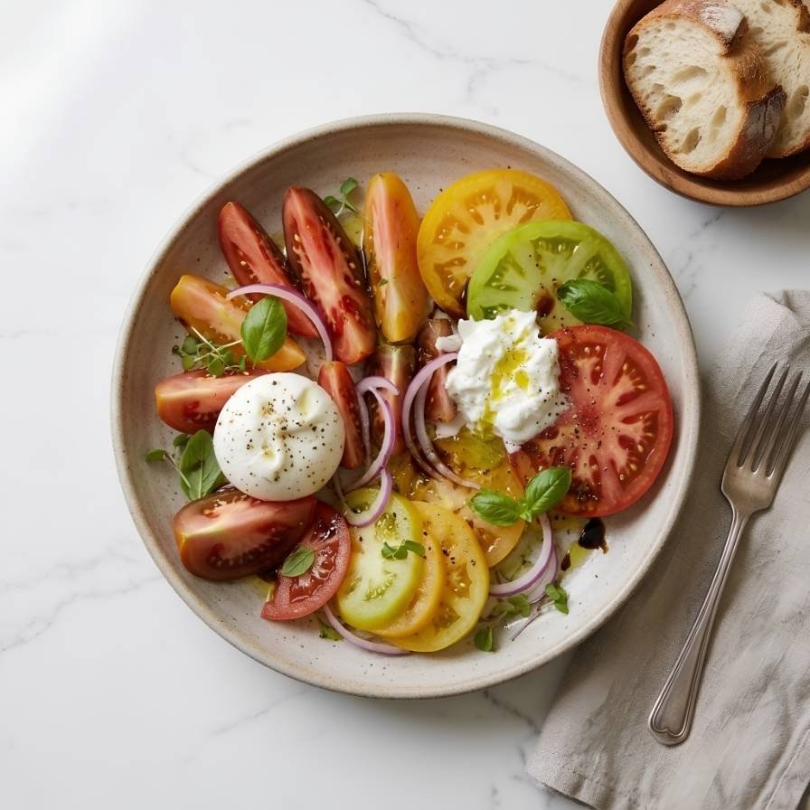 Heirloom Tomato Salad Recipe This heirloom tomato salad recipe is the perfect light,