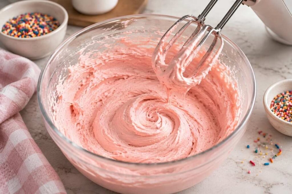 Make the Frosting. Beat the softened butter alone for 1 minute 