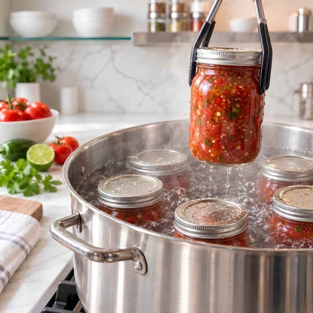 Pour and Seal: Wipe the jar rims perfectly clean, apply
