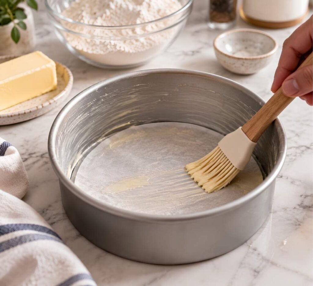 Prep the Pan and Oven. Preheat the oven to 350°F (175°C).