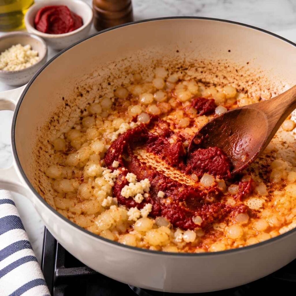 Prepare the Sauce Base While the pasta cooks, heat the butter and olive oil in a large skillet over medium heat.