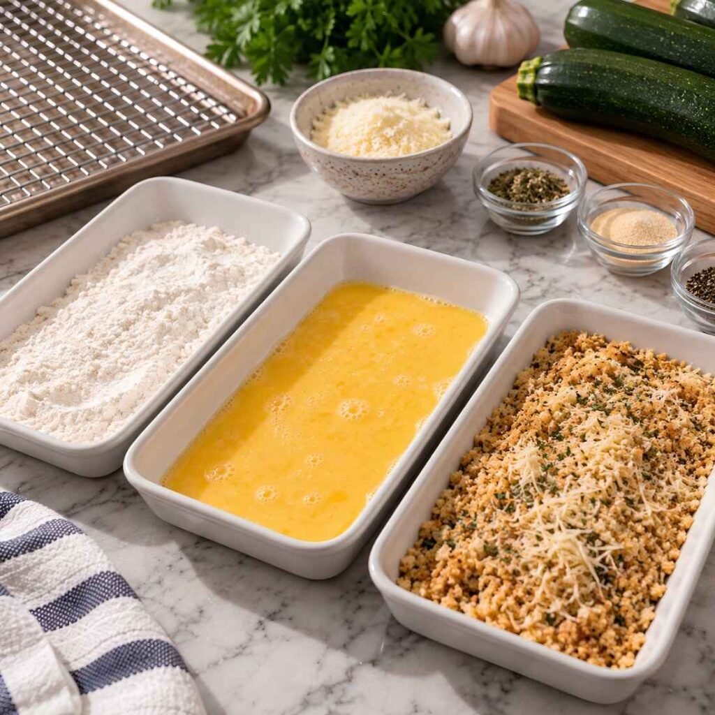 Set Up the Breading Station: Preheat the oven to 425°F (220°C). 