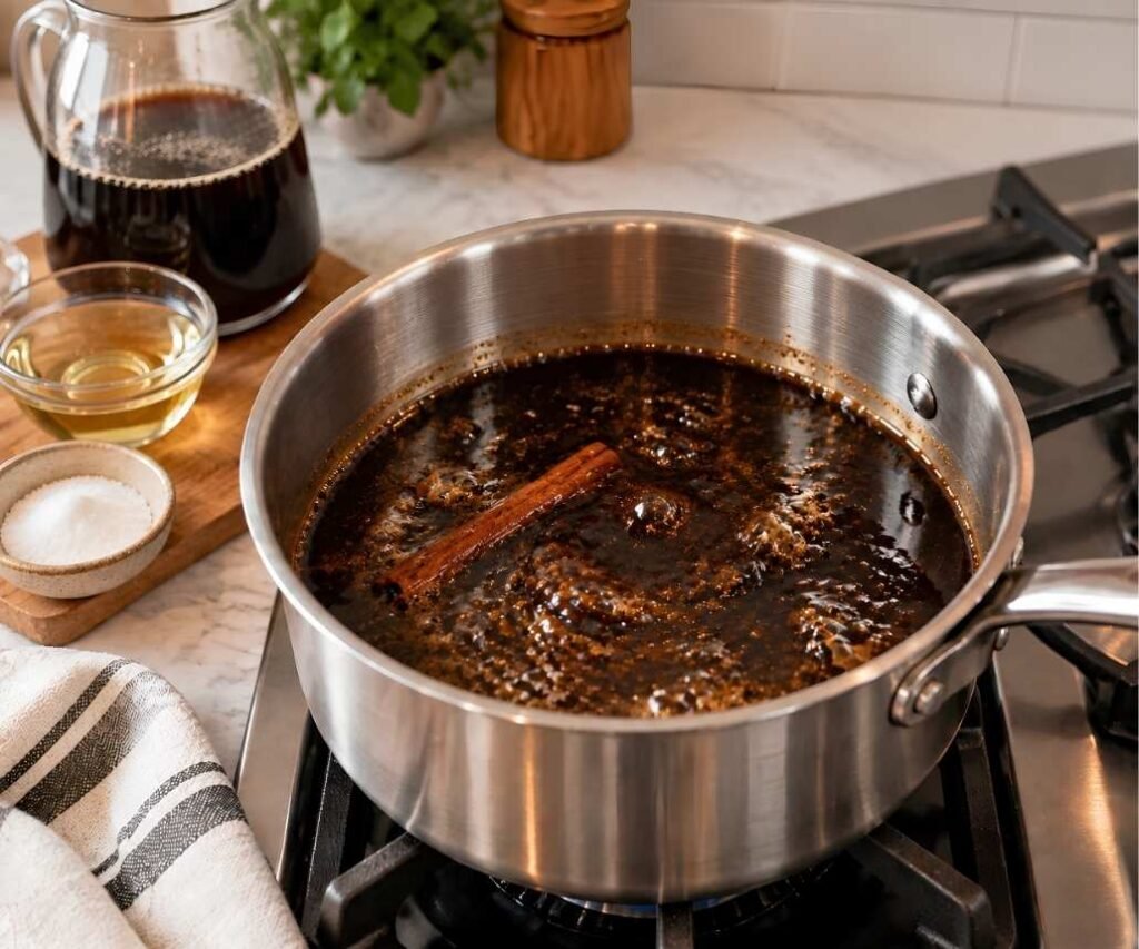Simmer Gently
Lower the heat until the surface is barely bubbling.