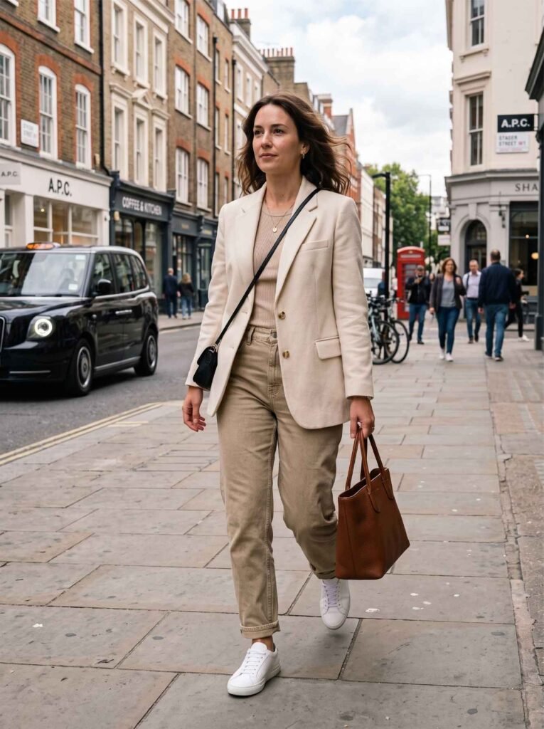 Khaki Denim and a Cream Blazer