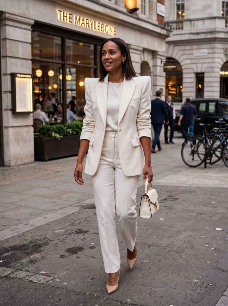 Off White Tailoring With Architectural Shoulders