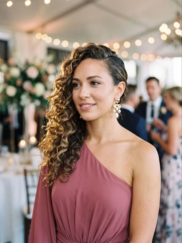 Side-Swept Curly Hairstyle