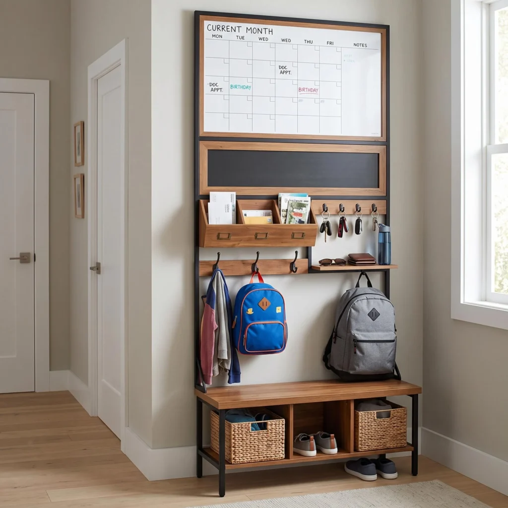 Entryway Command Center With Backpack Storage