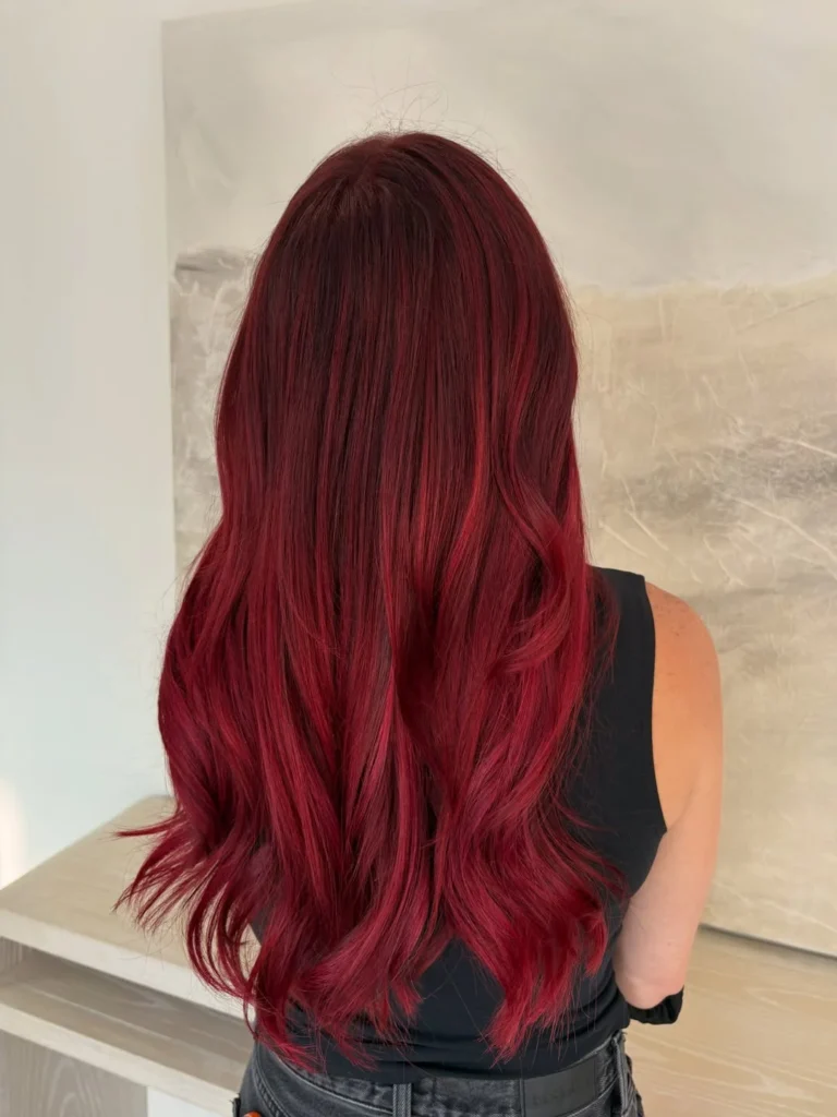 Deep Cherry Red Layers with Soft Waves