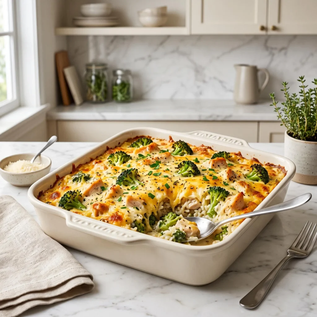 Cheesy Broccoli Chicken Rice Casserole Recipe