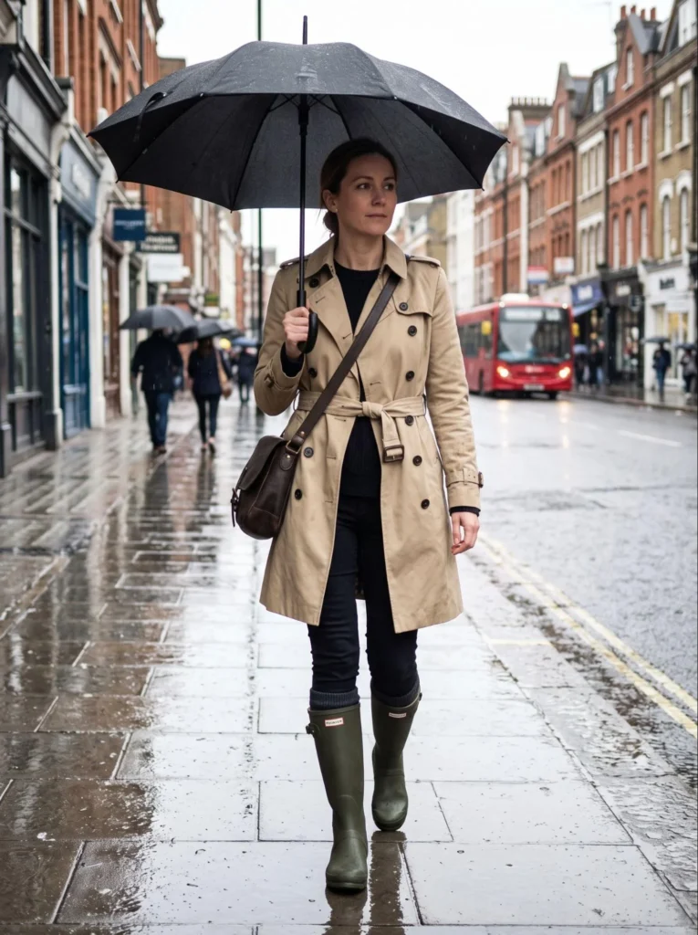 Classic Trench with Wellington Boots